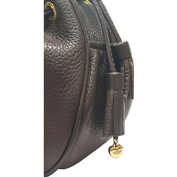 Lovcat Paris Brown Leather shoulder bag with tassels and gold charms - Picture 7 of 10